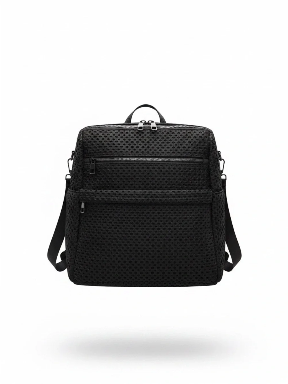 Black Mesh Crossbody Backpack - Unbranded